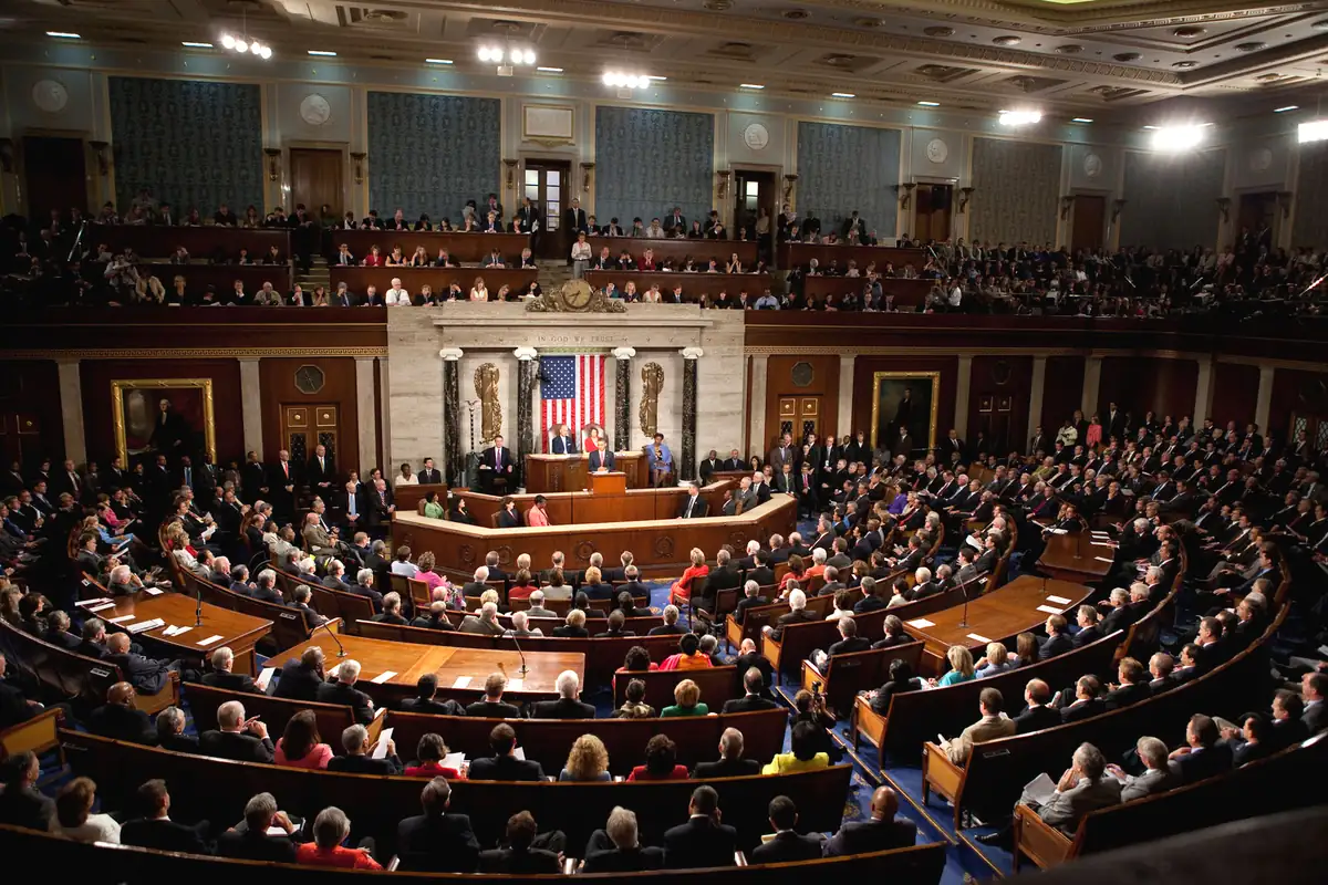 A joint session of Congress in the House chamber.